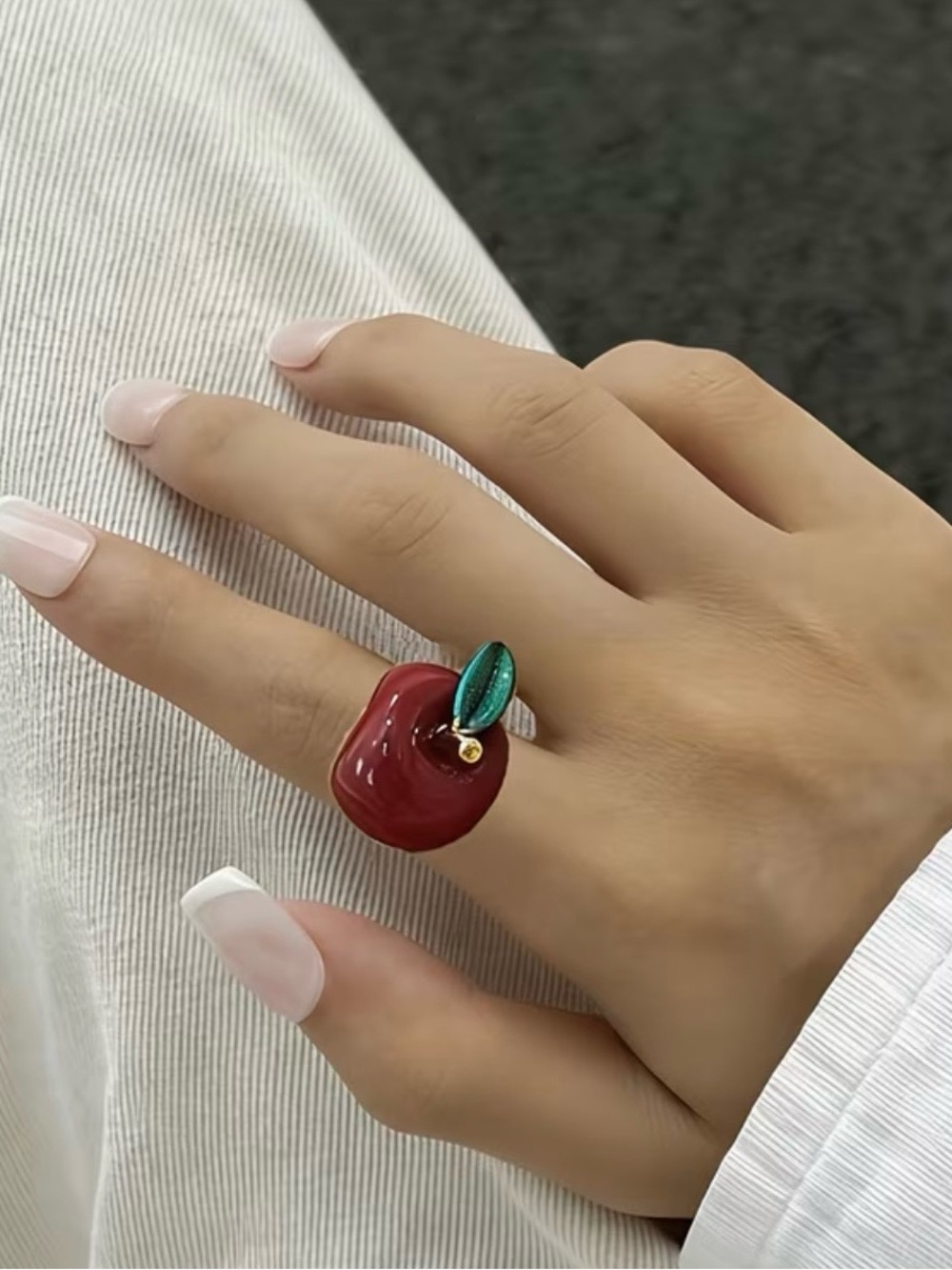 Chunky Red Apple Index Ring